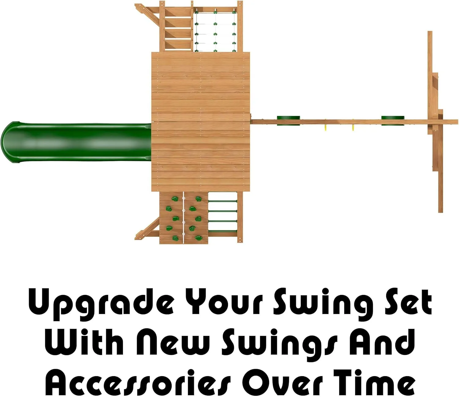 Creative Playthings Northbridge Pack 3 Wooden Swing Set (Made in The USA), Includes Climbing Wall for Kids, Playground Swings and Slide and Tire Swing, 22 x 12 x 11 ft