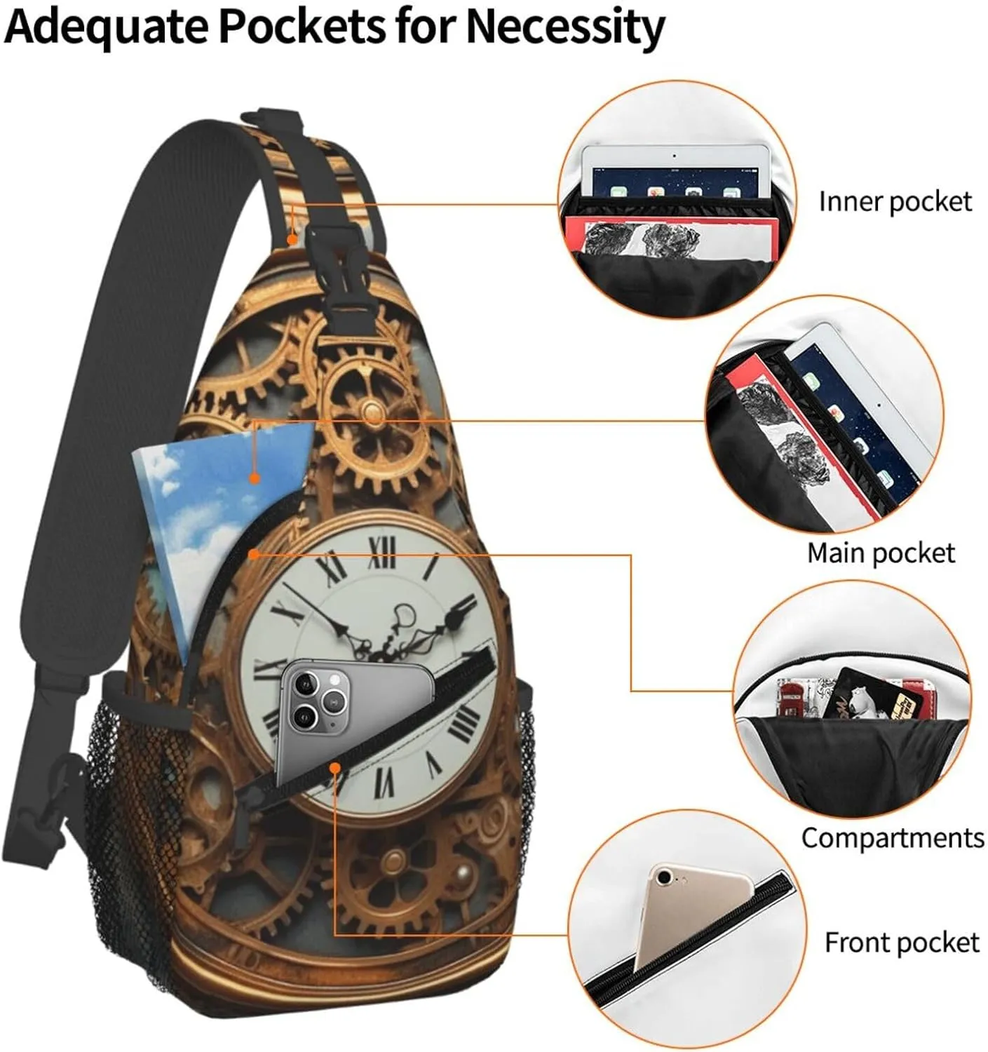 Cross Chest Bag Diagonally Sling Backpack Crossbody Shoulder Bag Seals on ice Sling Bag Travel Hiking Daypack