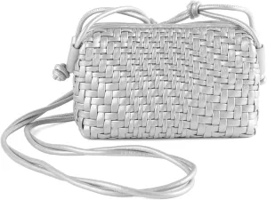 Crossbody Bag For Women Hand Woven Vegan Leather Zip Small Crossbody Bags Shoulder Bag Sling Cross Body Phone Purse