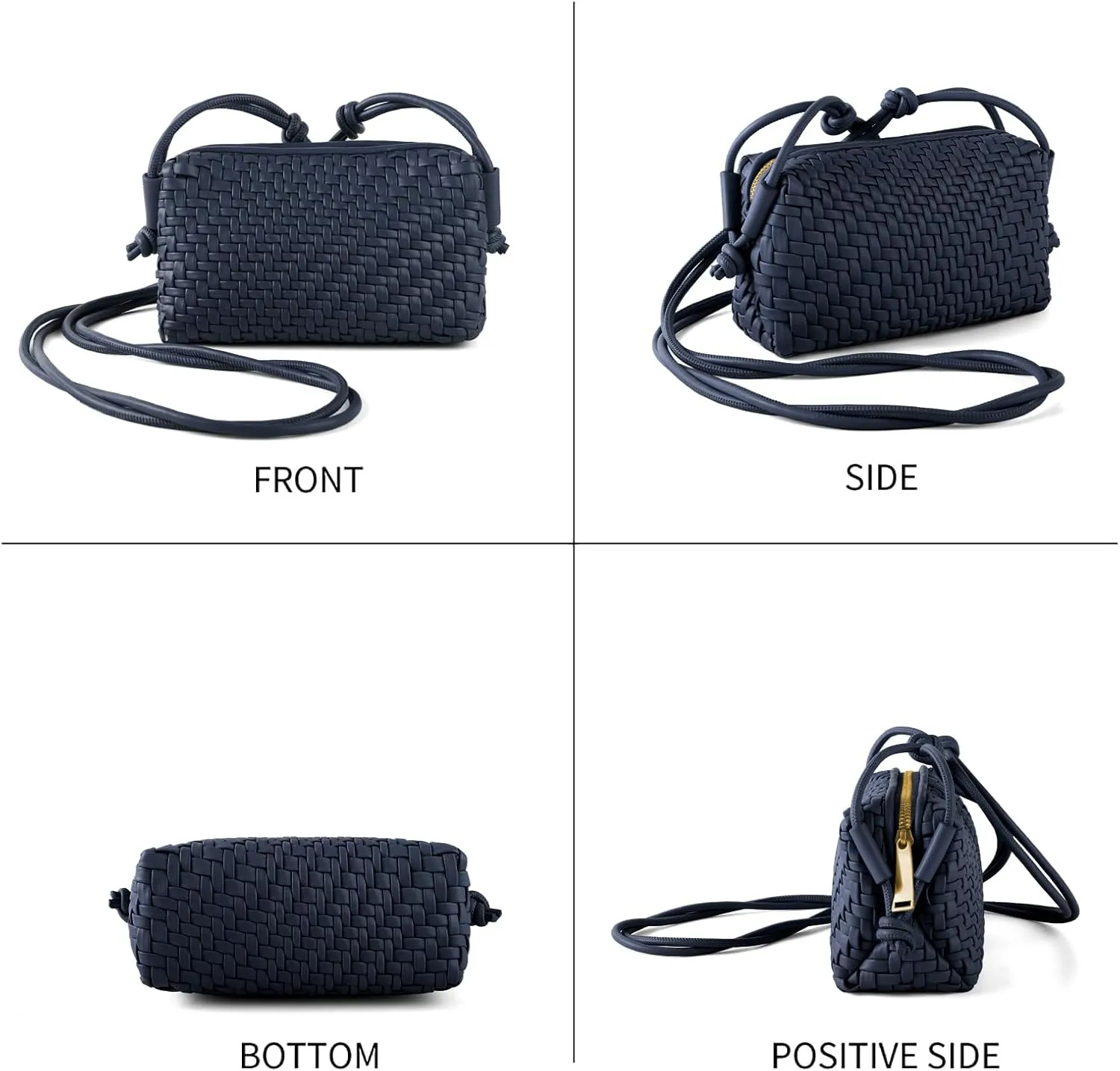 Crossbody Bag For Women Hand Woven Vegan Leather Zip Small Crossbody Bags Shoulder Bag Sling Cross Body Phone Purse