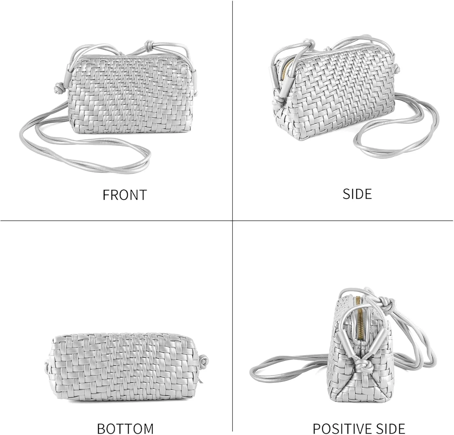 Crossbody Bag For Women Hand Woven Vegan Leather Zip Small Crossbody Bags Shoulder Bag Sling Cross Body Phone Purse