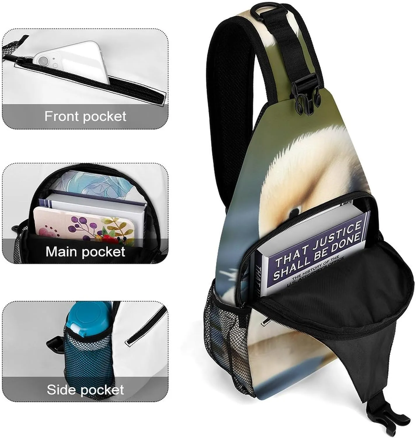 Crossbody Bag for Women Men Chest Bag Cute Sloth Sling Bag Crossbody Shoulder Bag Sling Backpack