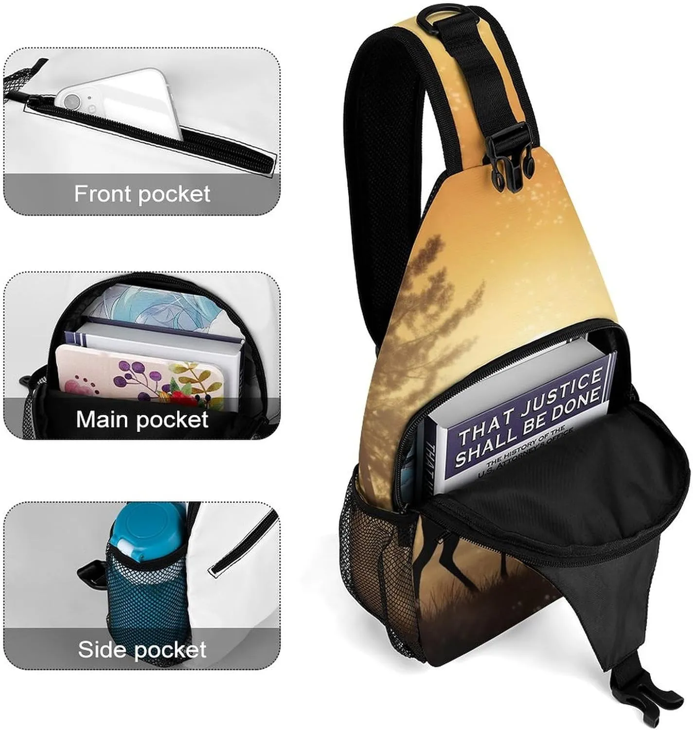 Crossbody Bag for Women Men Chest Bag Flying Dragon Sling Bag Crossbody Shoulder Bag Sling Backpack
