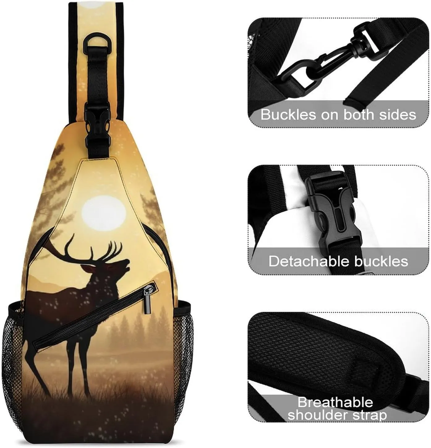 Crossbody Bag for Women Men Chest Bag Flying Dragon Sling Bag Crossbody Shoulder Bag Sling Backpack