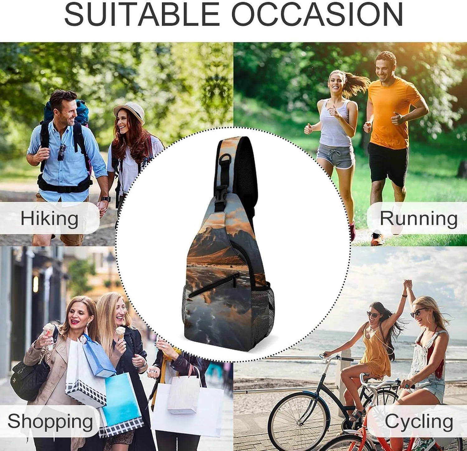 Crossbody Bag for Women Men Chest Bag Meat Slices Pattern Sling Bag Crossbody Shoulder Bag Sling Backpack