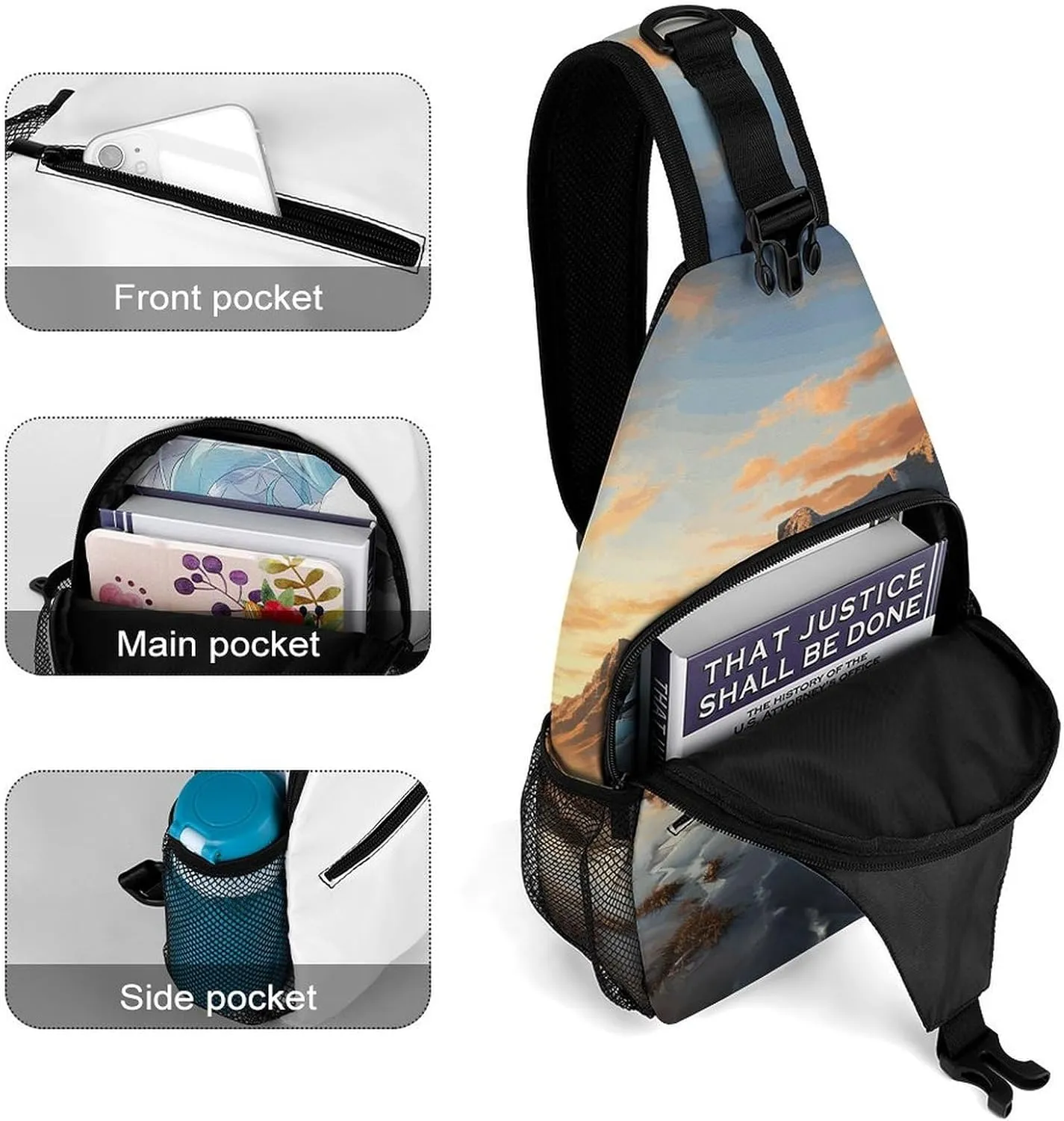 Crossbody Bag for Women Men Chest Bag Meat Slices Pattern Sling Bag Crossbody Shoulder Bag Sling Backpack