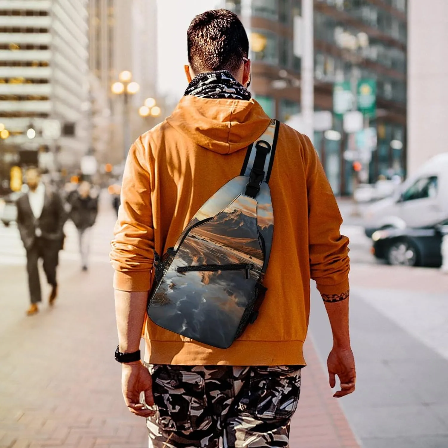 Crossbody Bag for Women Men Chest Bag Meat Slices Pattern Sling Bag Crossbody Shoulder Bag Sling Backpack