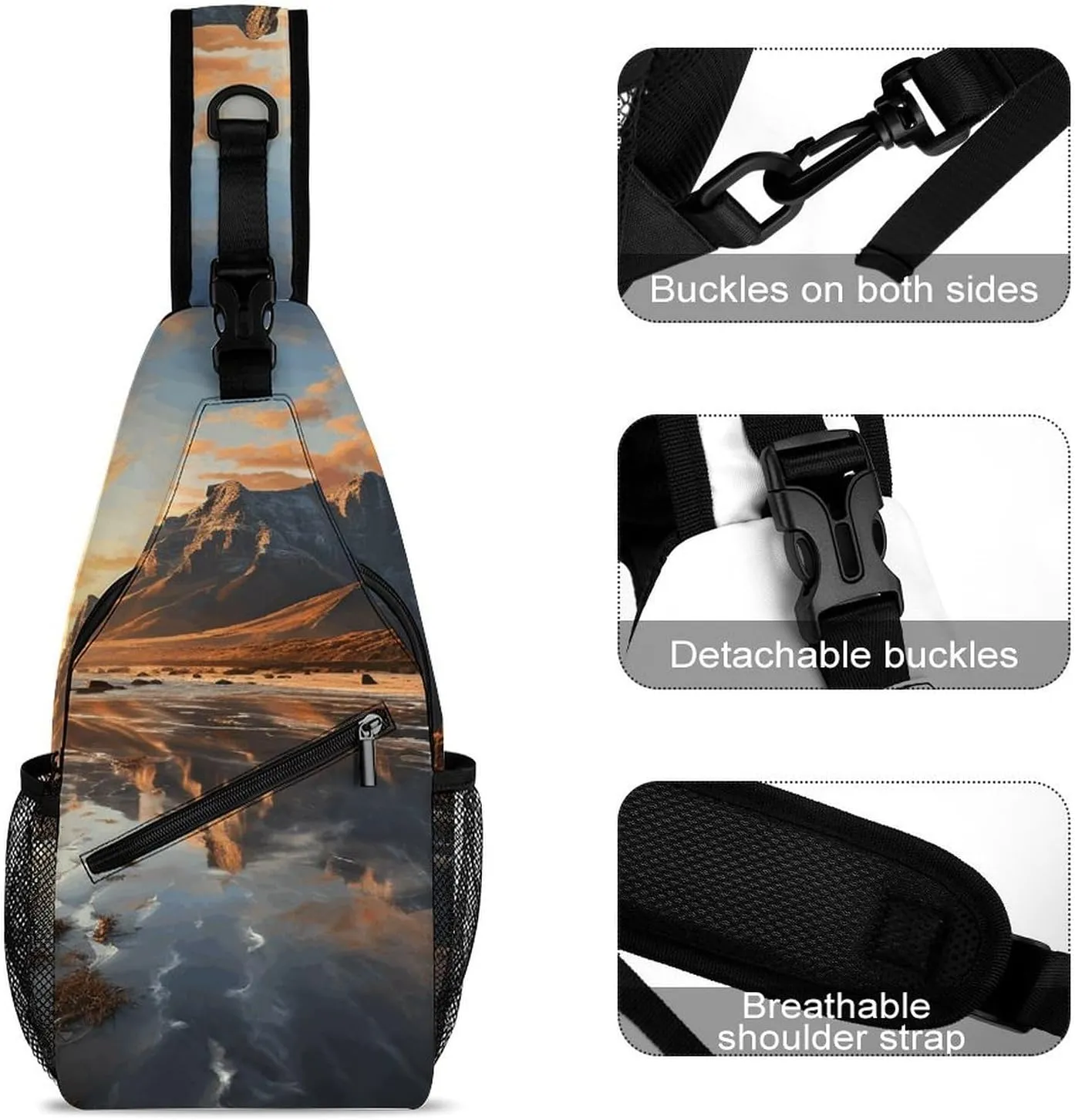 Crossbody Bag for Women Men Chest Bag Meat Slices Pattern Sling Bag Crossbody Shoulder Bag Sling Backpack