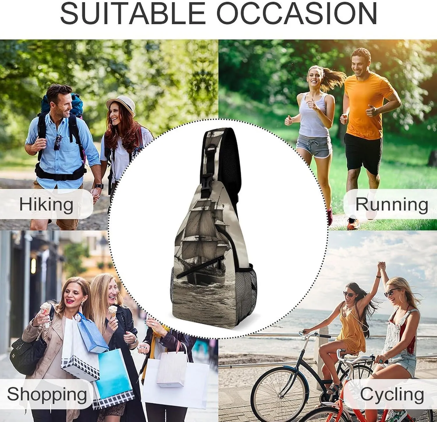 Crossbody Bag for Women Men Chest Bag Pirate Skull Sling Bag Crossbody Shoulder Bag Sling Backpack