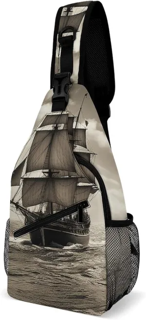 Crossbody Bag for Women Men Chest Bag Pirate Skull Sling Bag Crossbody Shoulder Bag Sling Backpack