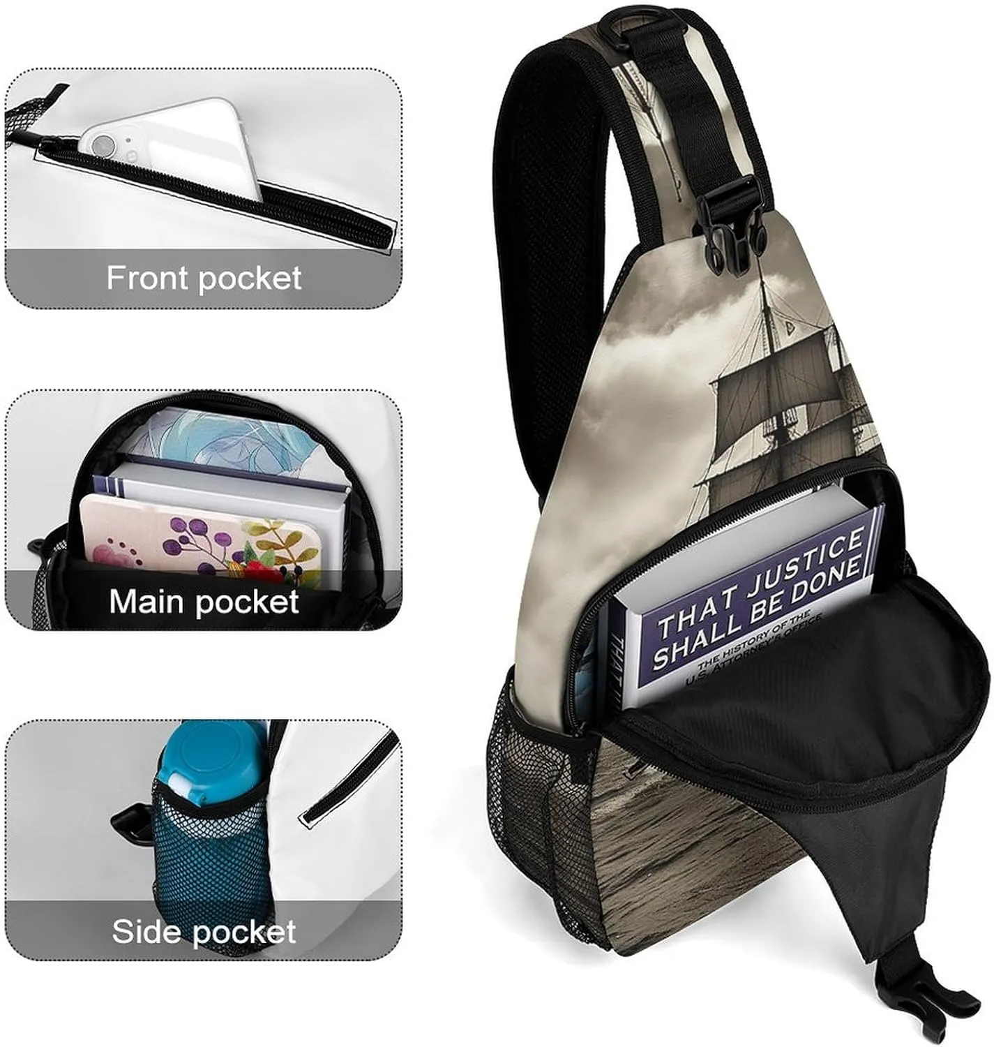 Crossbody Bag for Women Men Chest Bag Pirate Skull Sling Bag Crossbody Shoulder Bag Sling Backpack