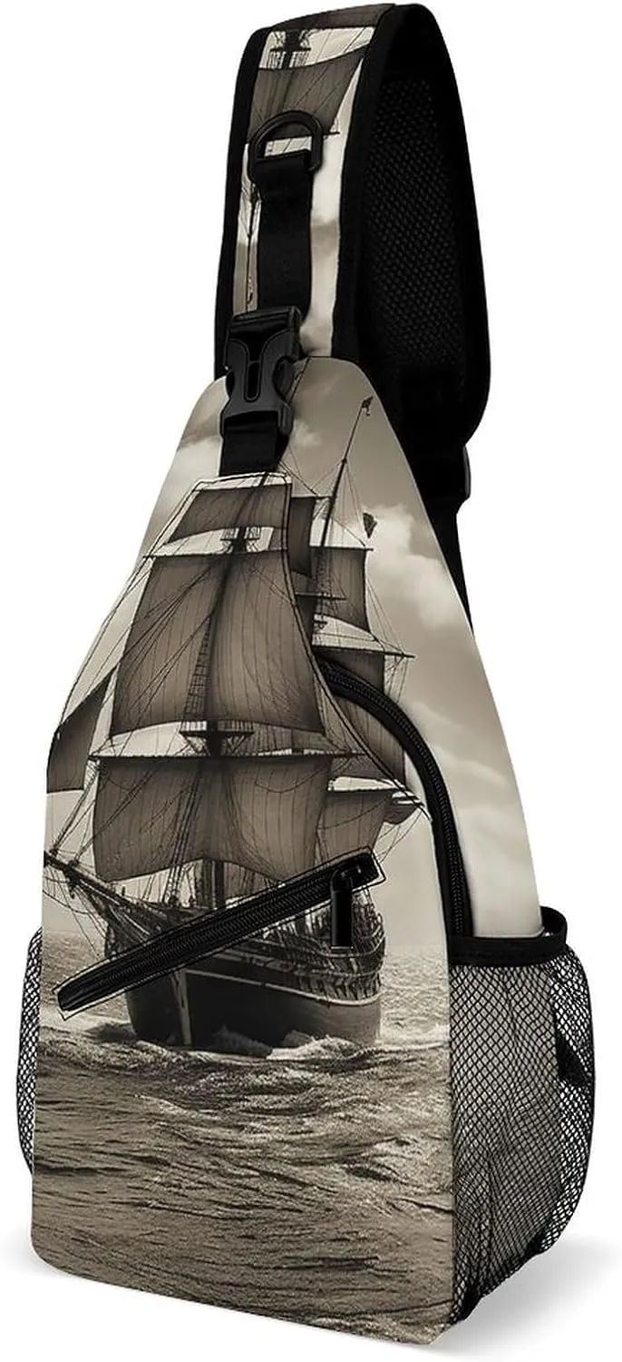 Crossbody Bag for Women Men Chest Bag Pirate Skull Sling Bag Crossbody Shoulder Bag Sling Backpack