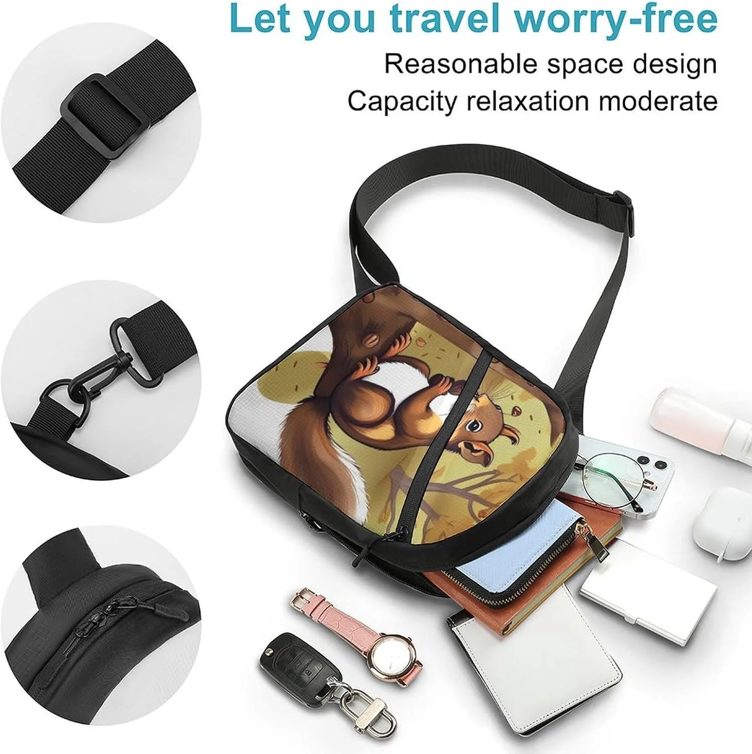 Crossbody Bag for Women Men Chest Bag Pug Sling Bag Crossbody Shoulder Bag Sling Backpack