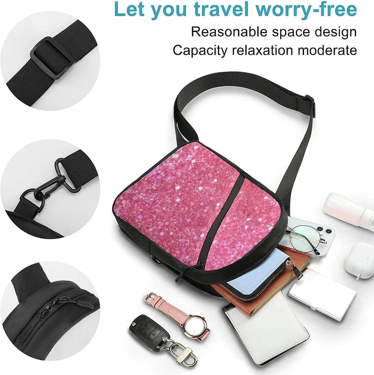 Crossbody Bag for Women Men Chest Bag Rose Sling Bag Crossbody Shoulder Bag Sling Backpack