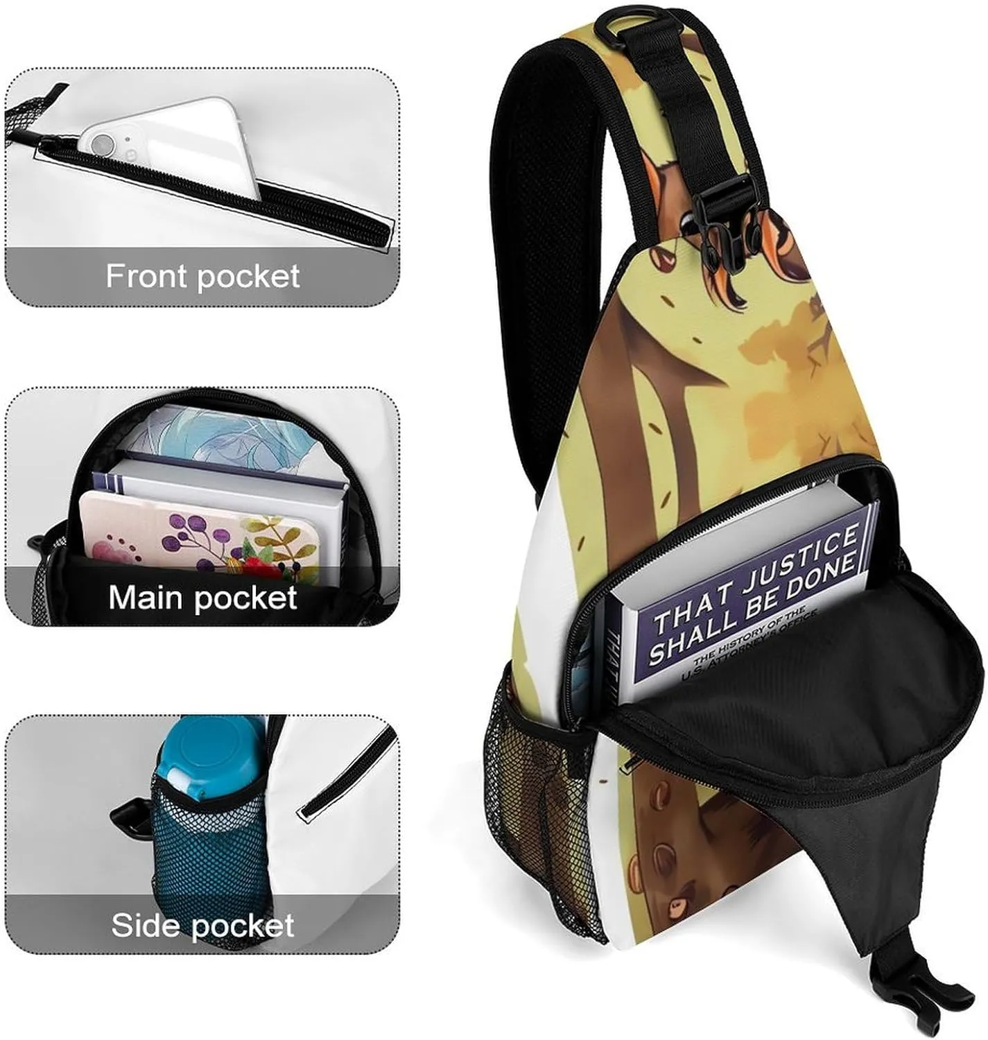 Crossbody Bag for Women Men Chest Bag Running Horses Sling Bag Crossbody Shoulder Bag Sling Backpack