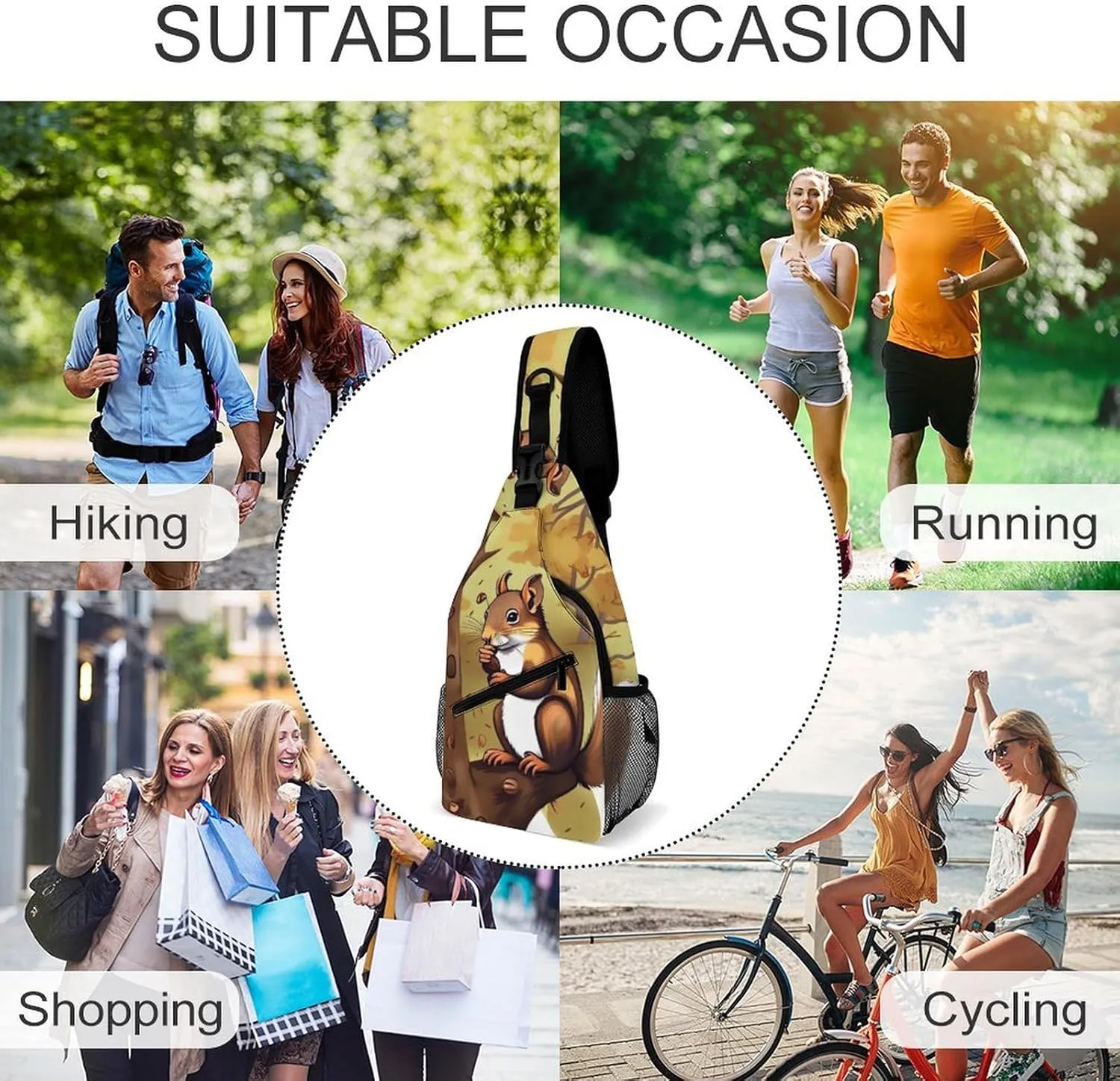 Crossbody Bag for Women Men Chest Bag Running Horses Sling Bag Crossbody Shoulder Bag Sling Backpack
