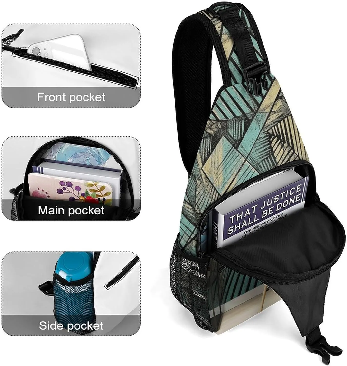 Crossbody Bag for Women Men Chest Bag Small Hound Pattern Sling Bag Crossbody Shoulder Bag Sling Backpack