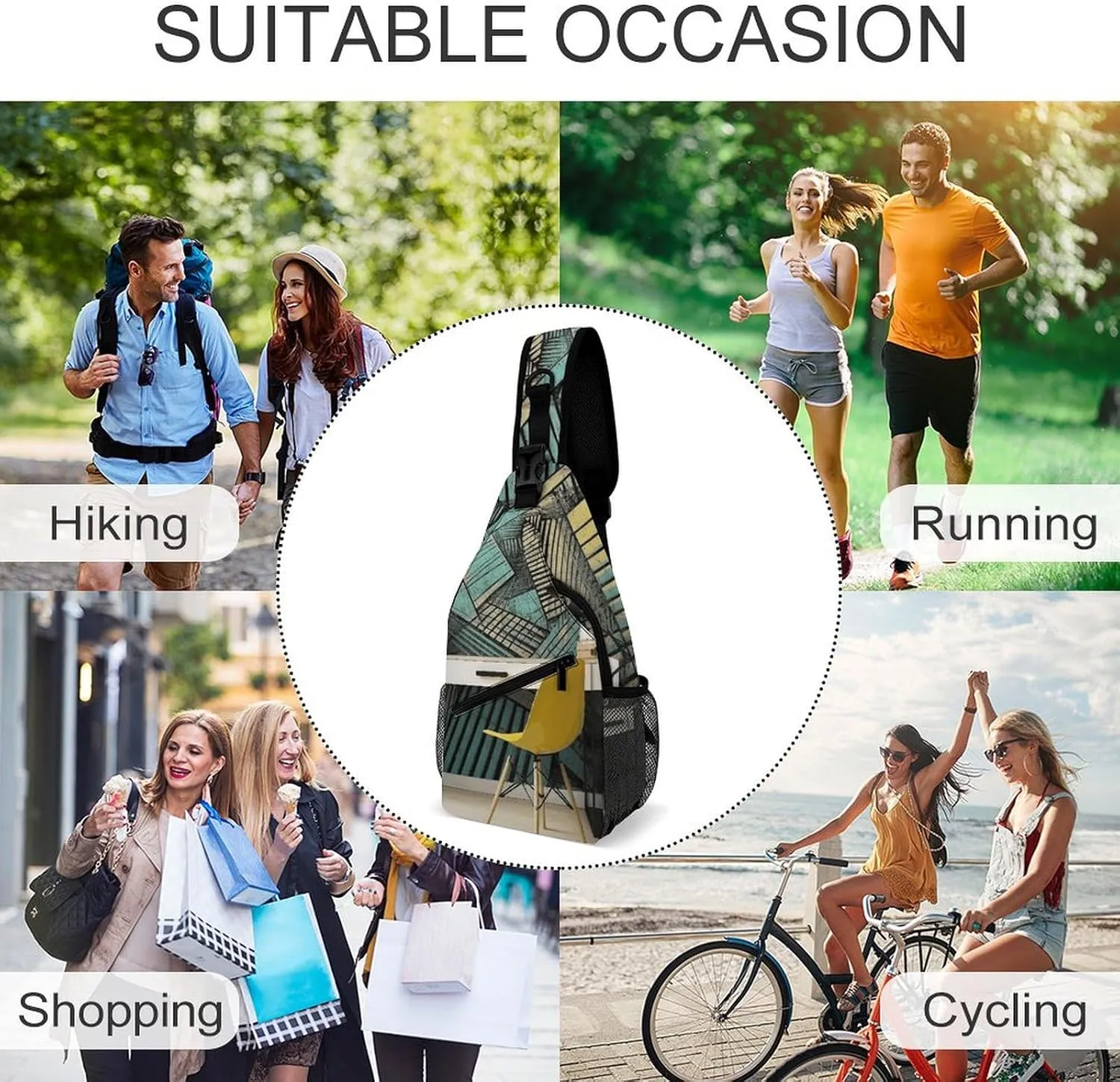 Crossbody Bag for Women Men Chest Bag Small Hound Pattern Sling Bag Crossbody Shoulder Bag Sling Backpack