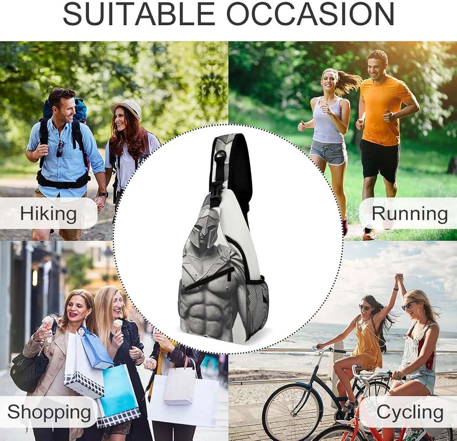 Crossbody Bag for Women Men Chest Bag Wild Elk Sling Bag Crossbody Shoulder Bag Sling Backpack