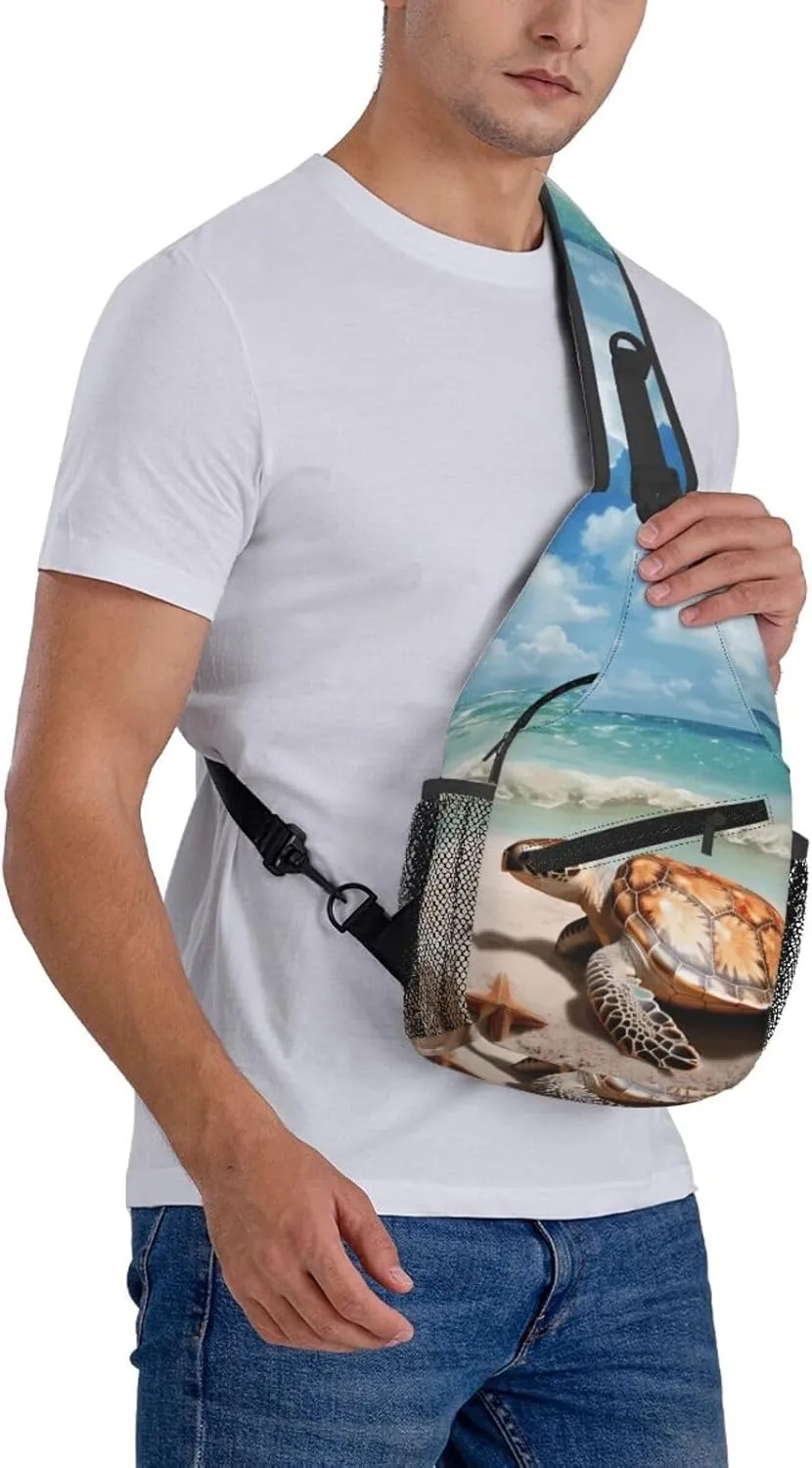 Crossbody Bag for Women Men Sea Turtle Starfish1_74804517 Chest Bag Crossbody Sling Bag Adjustable Shoulder Bag