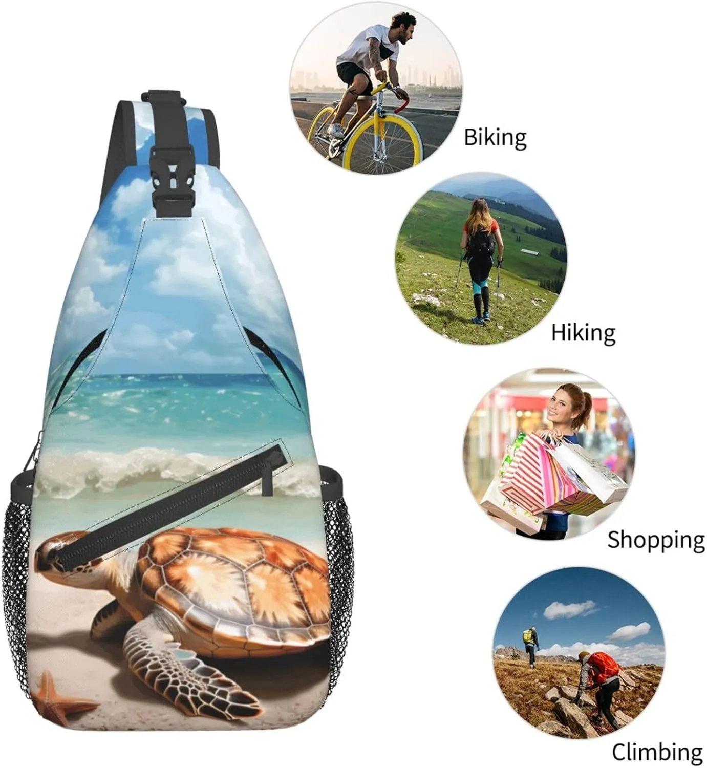 Crossbody Bag for Women Men Sea Turtle Starfish1_74804517 Chest Bag Crossbody Sling Bag Adjustable Shoulder Bag