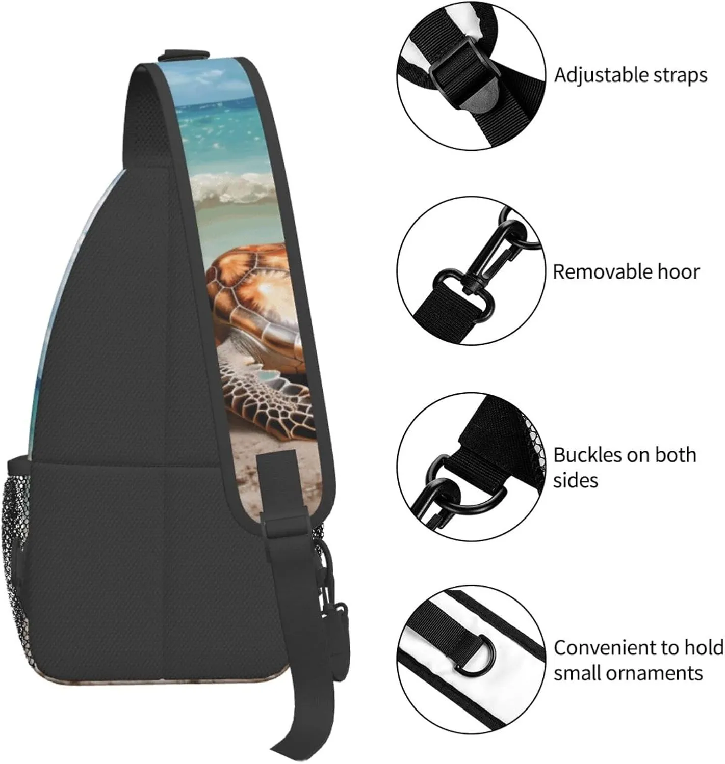 Crossbody Bag for Women Men Sea Turtle Starfish1_74804517 Chest Bag Crossbody Sling Bag Adjustable Shoulder Bag