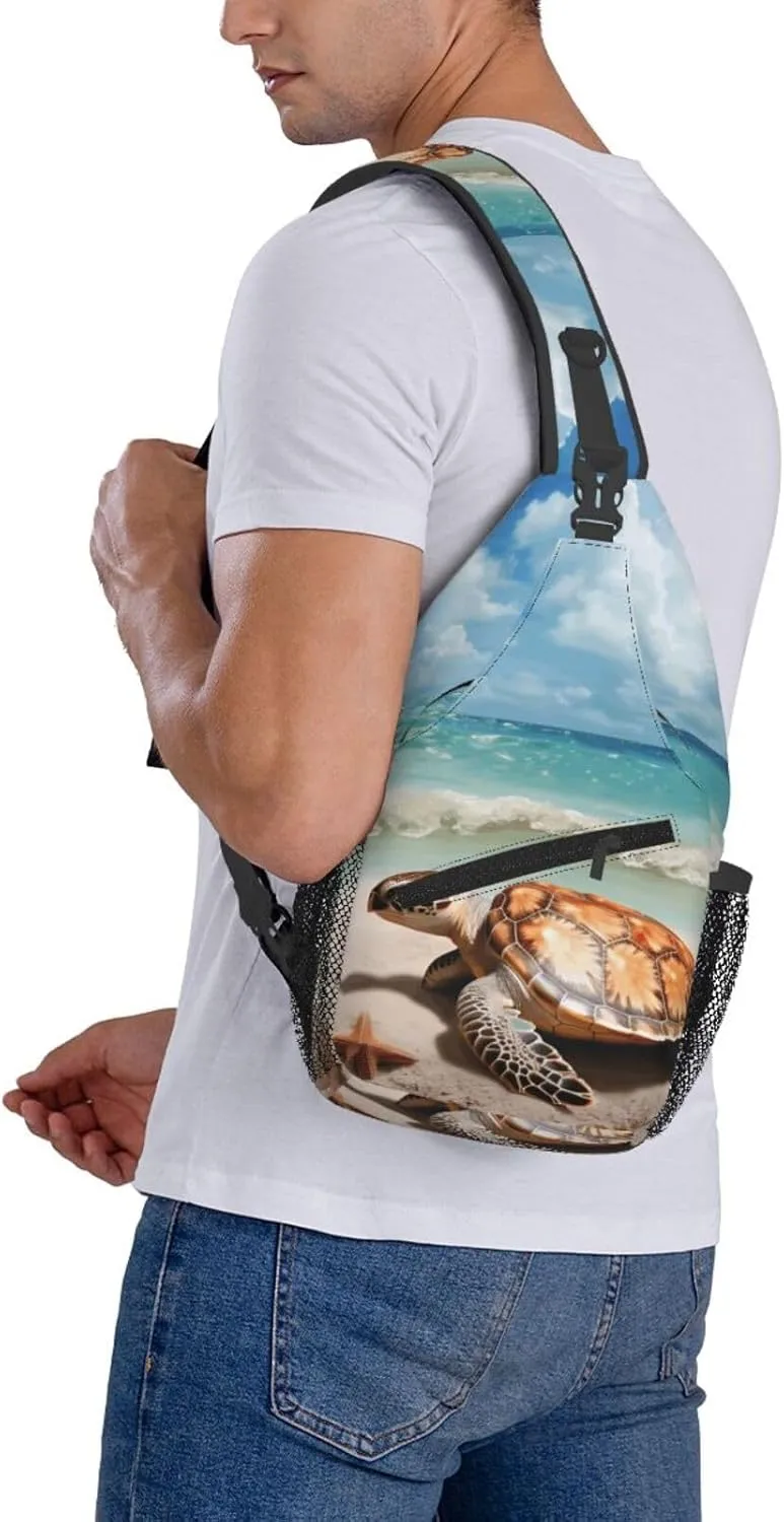 Crossbody Bag for Women Men Sea Turtle Starfish1_74804517 Chest Bag Crossbody Sling Bag Adjustable Shoulder Bag