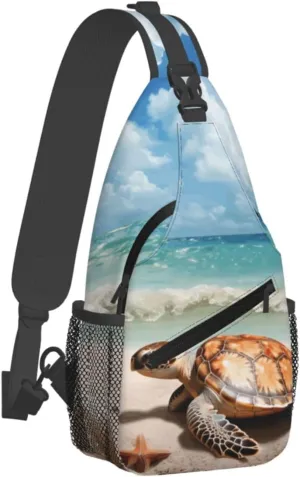 Crossbody Bag for Women Men Sea Turtle Starfish1_74804517 Chest Bag Crossbody Sling Bag Adjustable Shoulder Bag