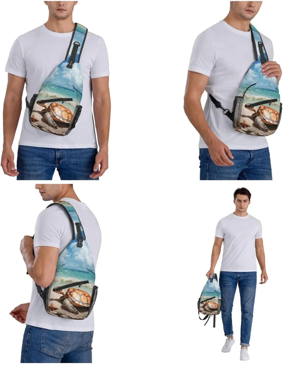Crossbody Bag for Women Men Sea Turtle Starfish1_74804517 Chest Bag Crossbody Sling Bag Adjustable Shoulder Bag