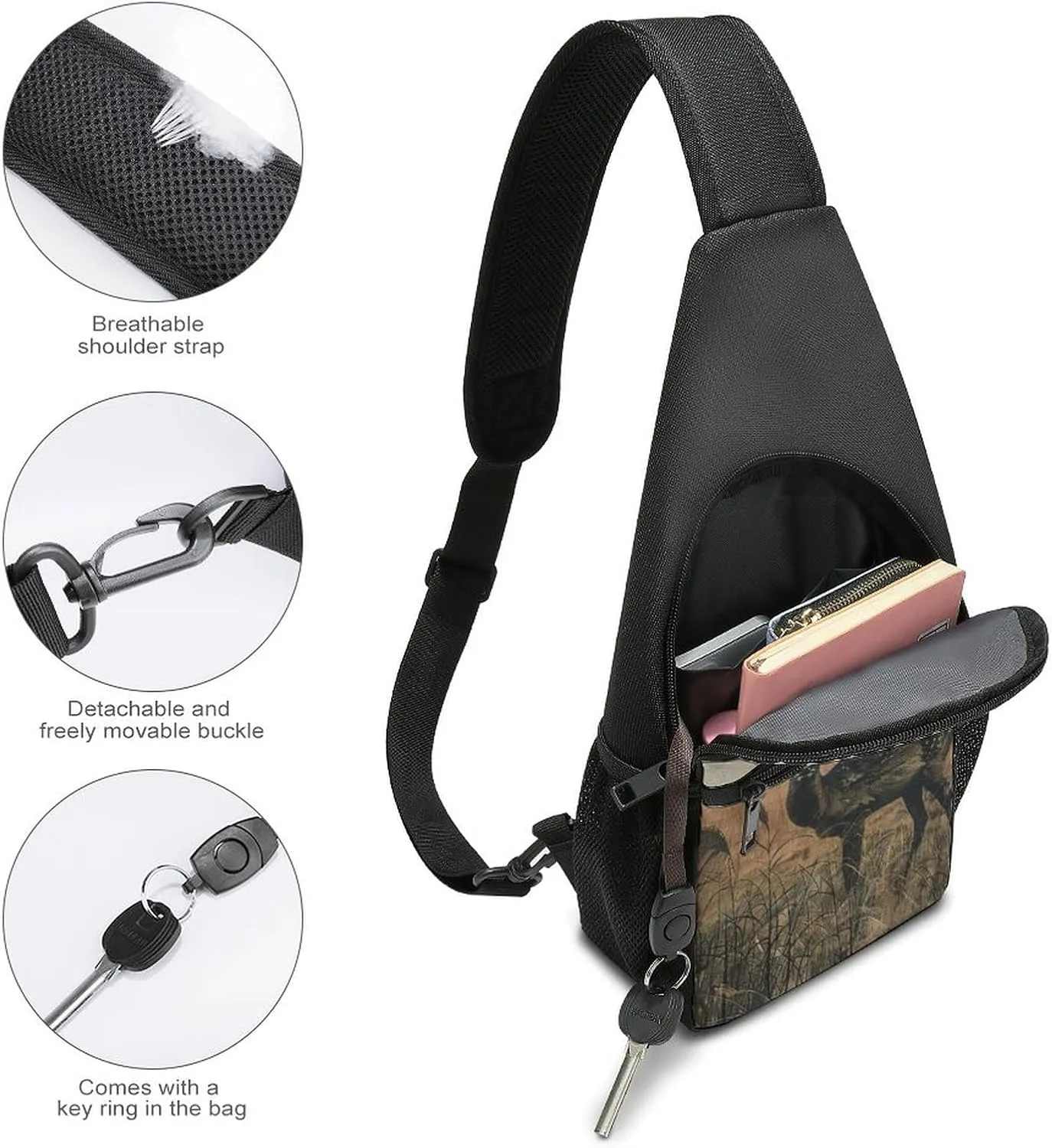 Crossbody Bag for Women Men Sling Bag Dwarf with Blue Beard Chest Bag Crossbody Adjustable Shoulder Bag