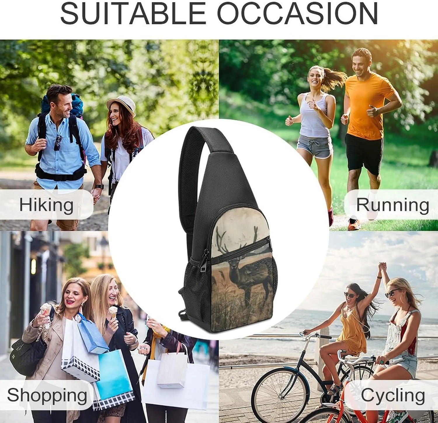 Crossbody Bag for Women Men Sling Bag Dwarf with Blue Beard Chest Bag Crossbody Adjustable Shoulder Bag