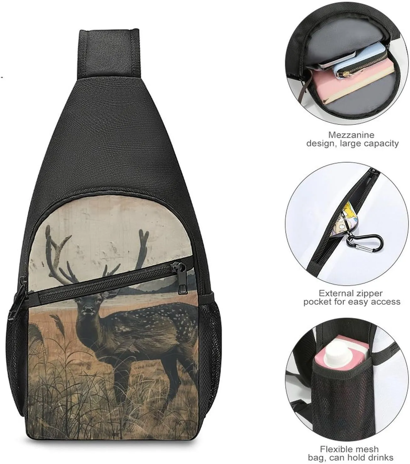 Crossbody Bag for Women Men Sling Bag Dwarf with Blue Beard Chest Bag Crossbody Adjustable Shoulder Bag