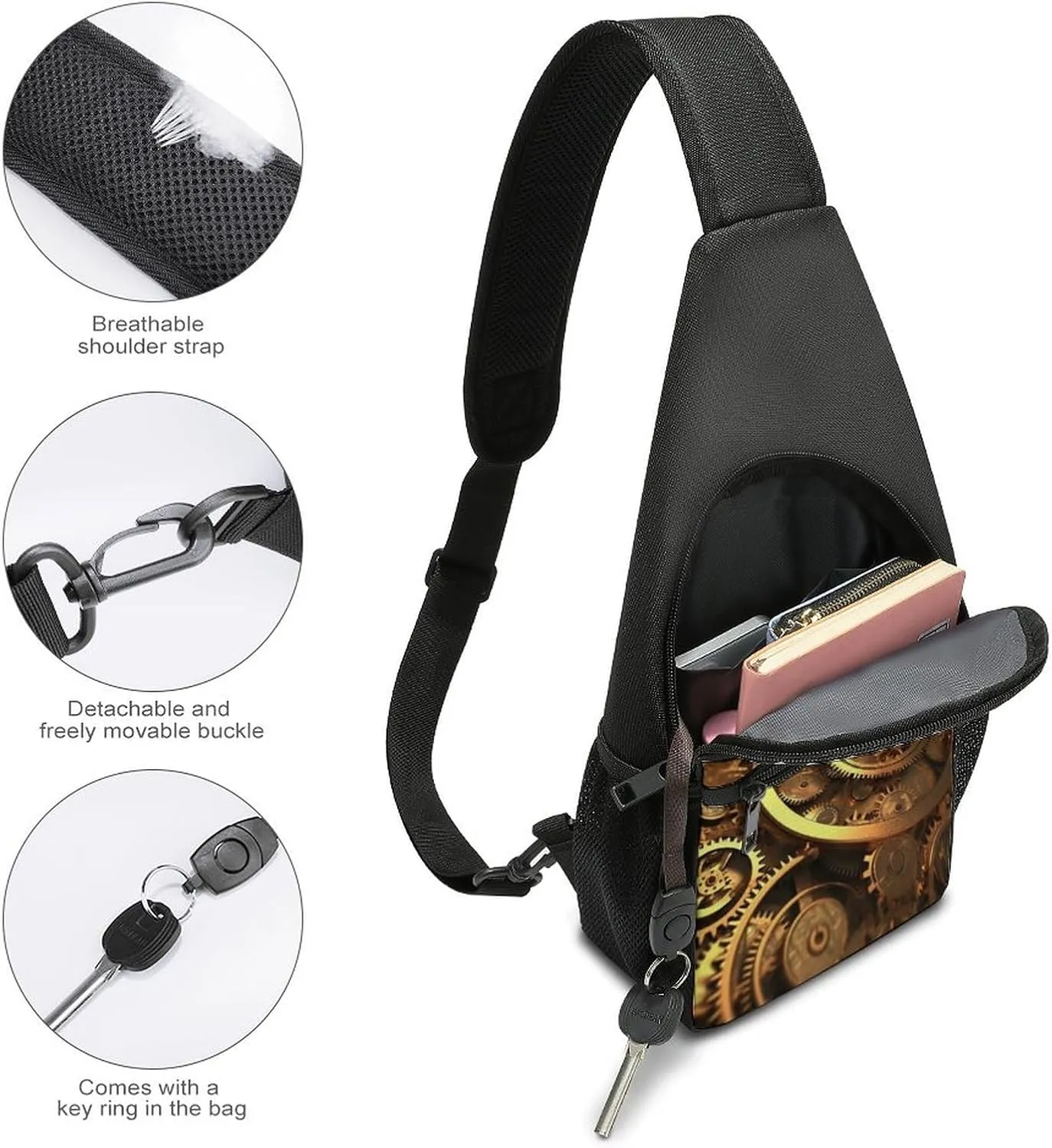 Crossbody Bag for Women Men Sling Bag Frog In A Pond Chest Bag Crossbody Adjustable Shoulder Bag
