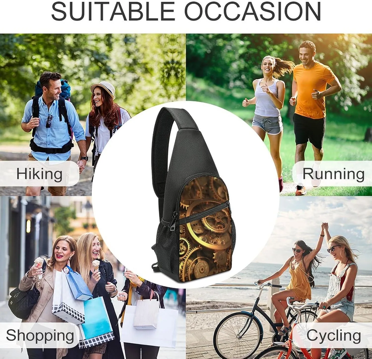 Crossbody Bag for Women Men Sling Bag Frog In A Pond Chest Bag Crossbody Adjustable Shoulder Bag
