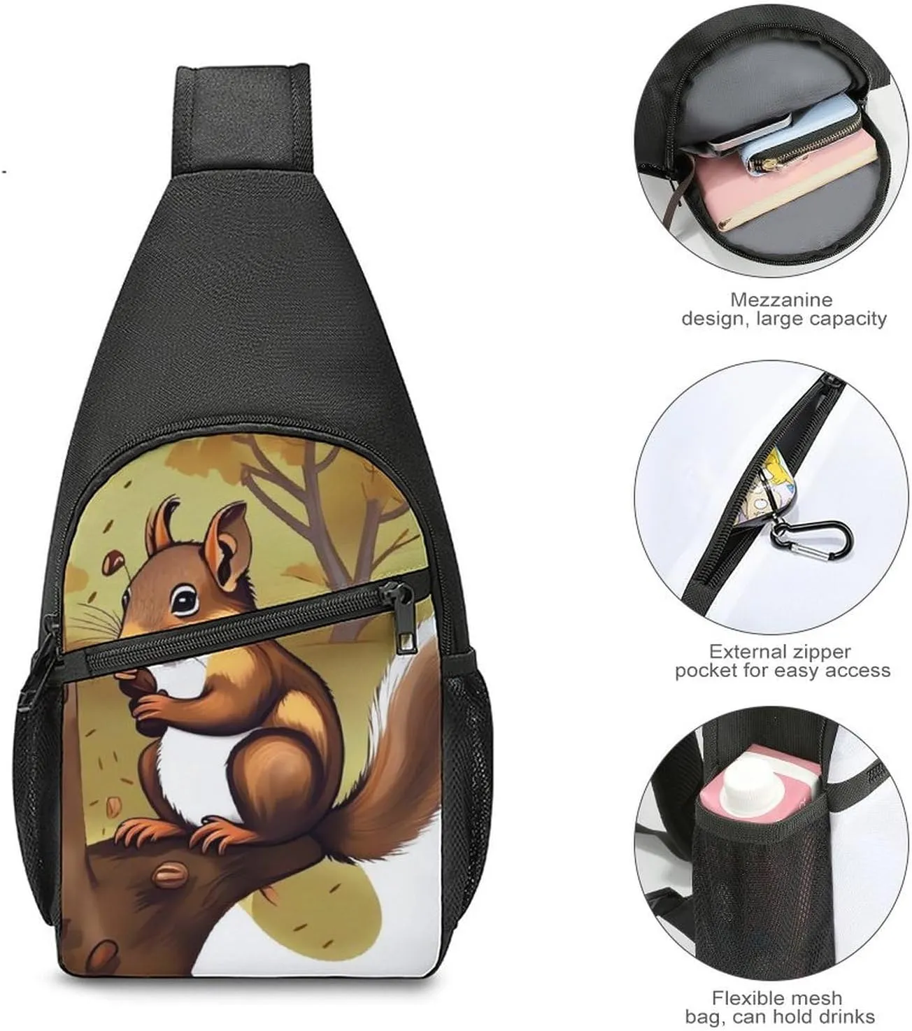 Crossbody Bag for Women Men Sling Bag Running Horses Chest Bag Crossbody Adjustable Shoulder Bag