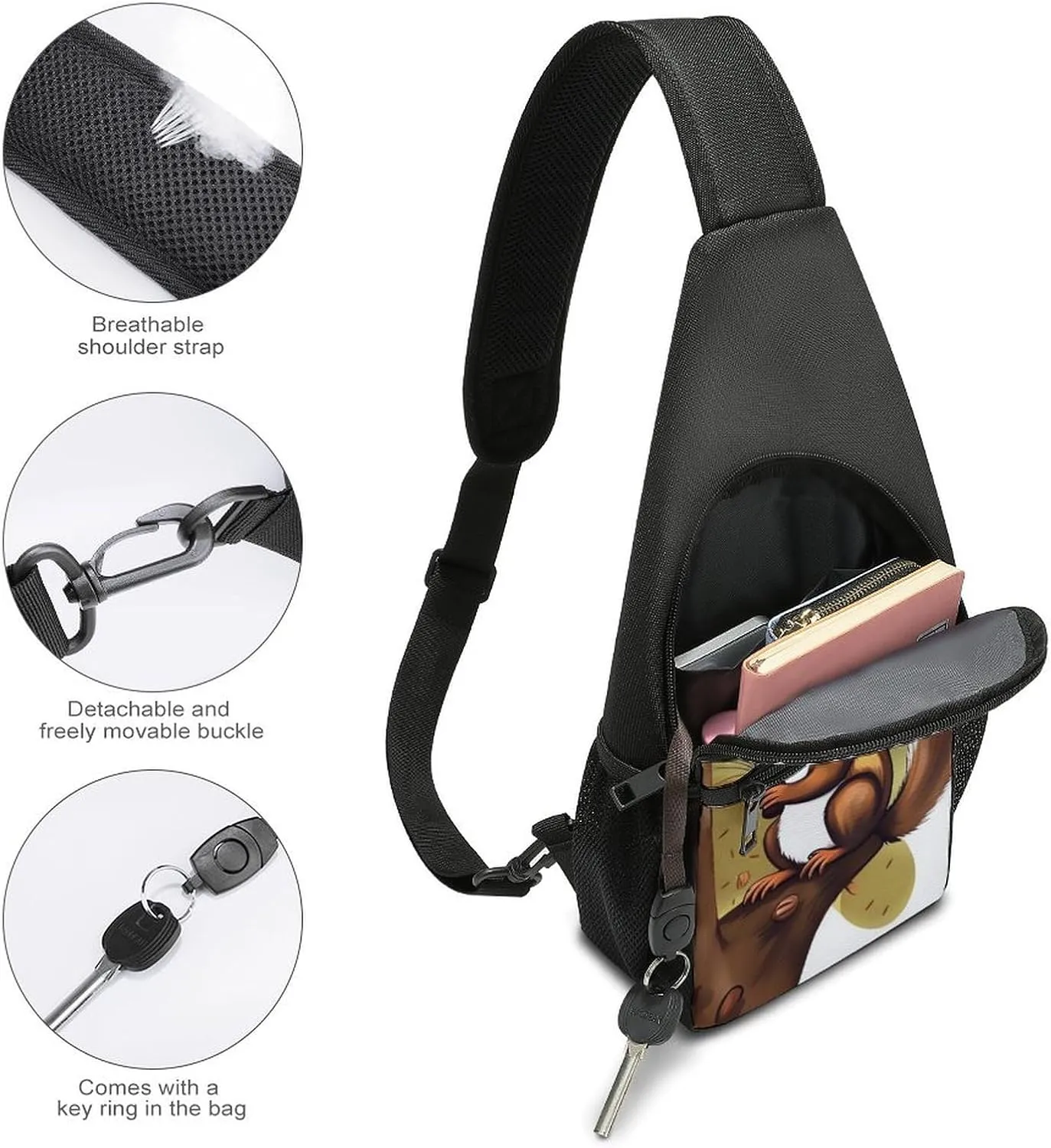 Crossbody Bag for Women Men Sling Bag Running Horses Chest Bag Crossbody Adjustable Shoulder Bag