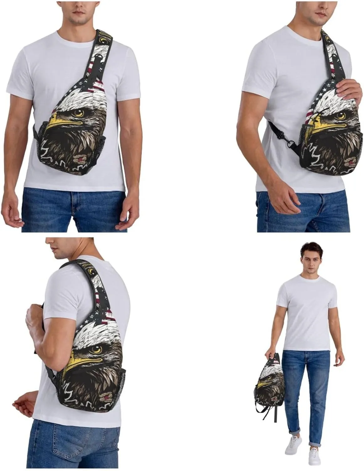 Crossbody Bag for Women Men Vintage Wall of Radio Boombox_75800211 Chest Bag Crossbody Sling Bag Adjustable Shoulder Bag