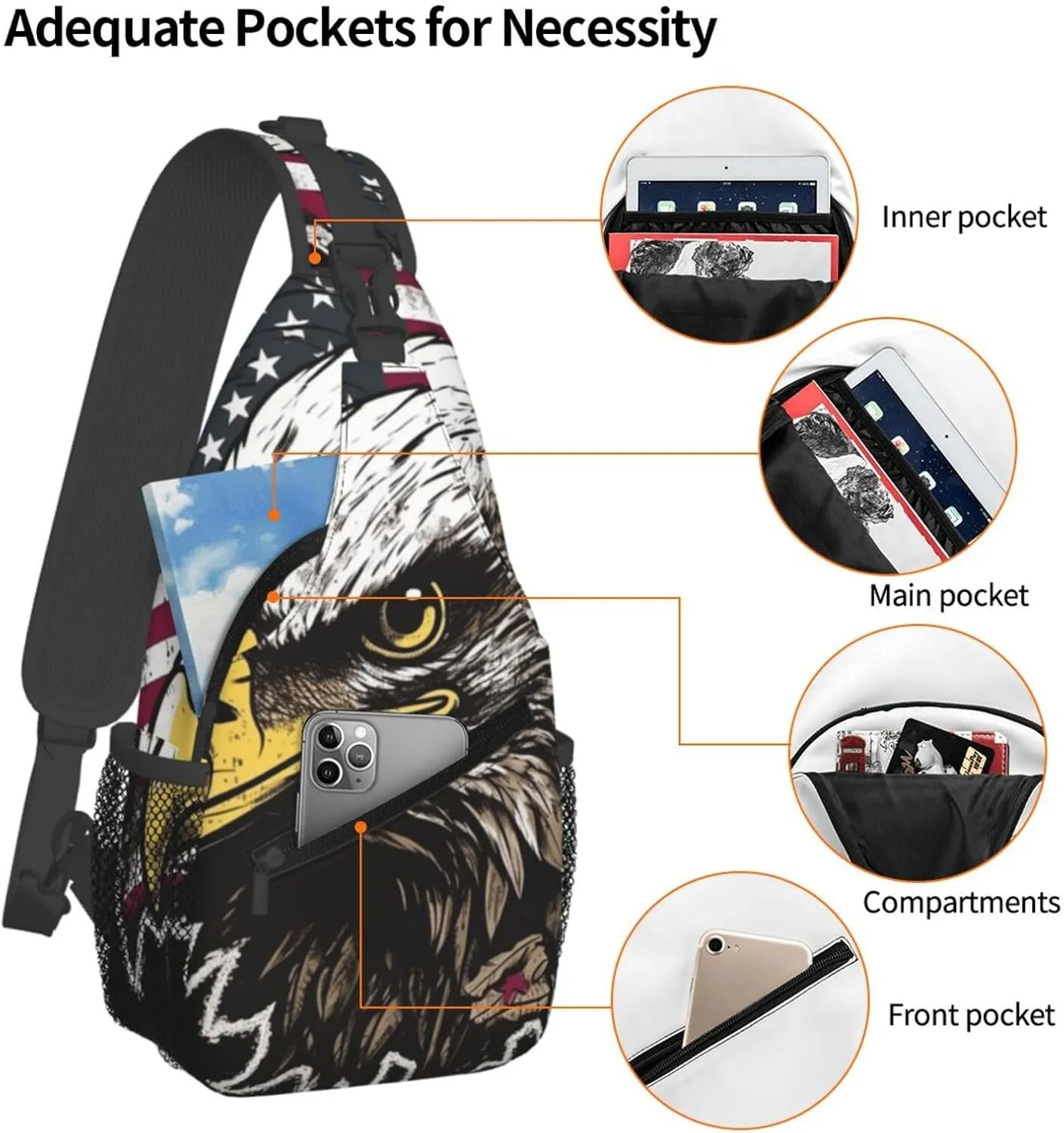 Crossbody Bag for Women Men Vintage Wall of Radio Boombox_75800211 Chest Bag Crossbody Sling Bag Adjustable Shoulder Bag