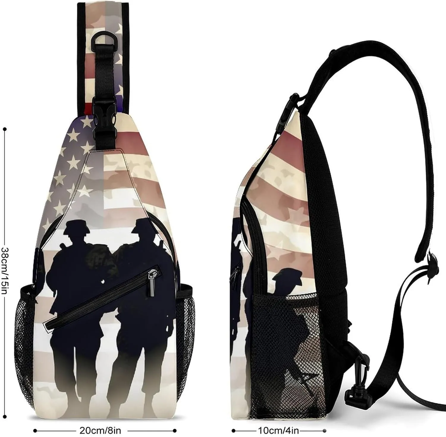 Crossbody Bag Travel Sling Bag for Men Small Sling Backpack Armed Forces Day American Chest Bag Shoulder Bag for Outdoor
