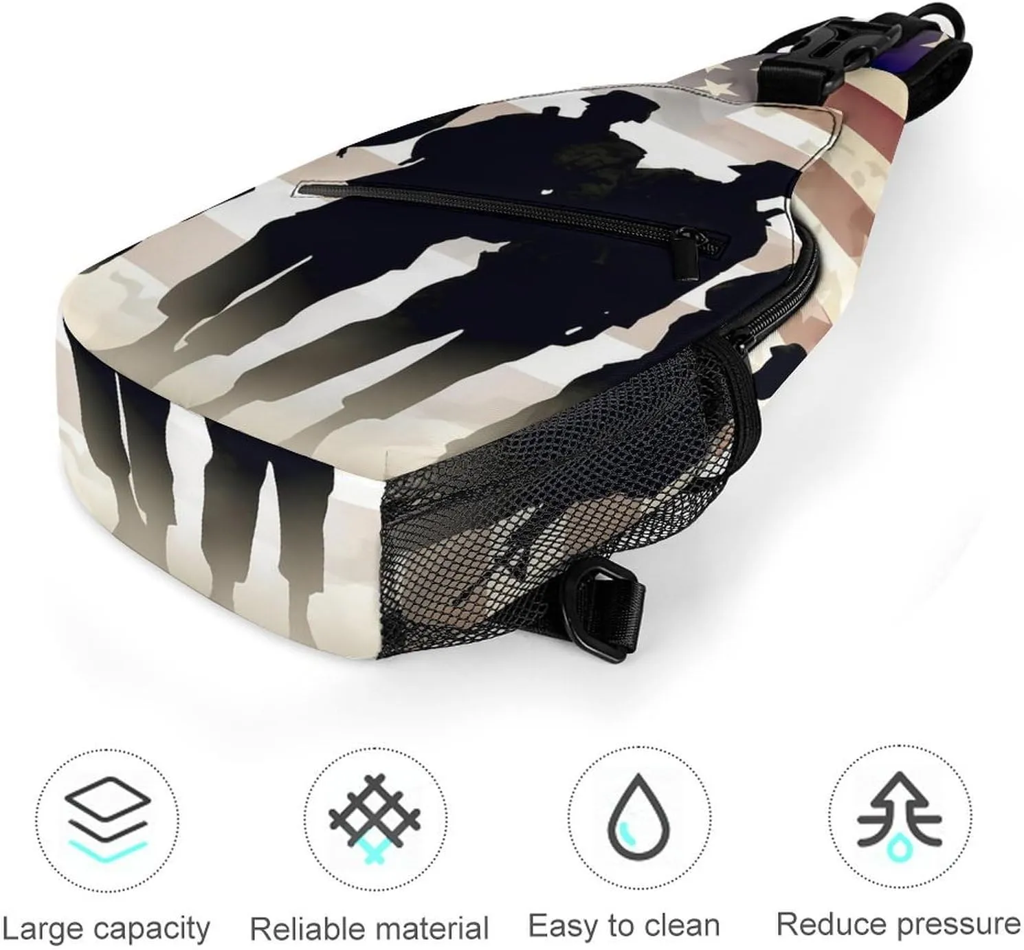 Crossbody Bag Travel Sling Bag for Men Small Sling Backpack Armed Forces Day American Chest Bag Shoulder Bag for Outdoor