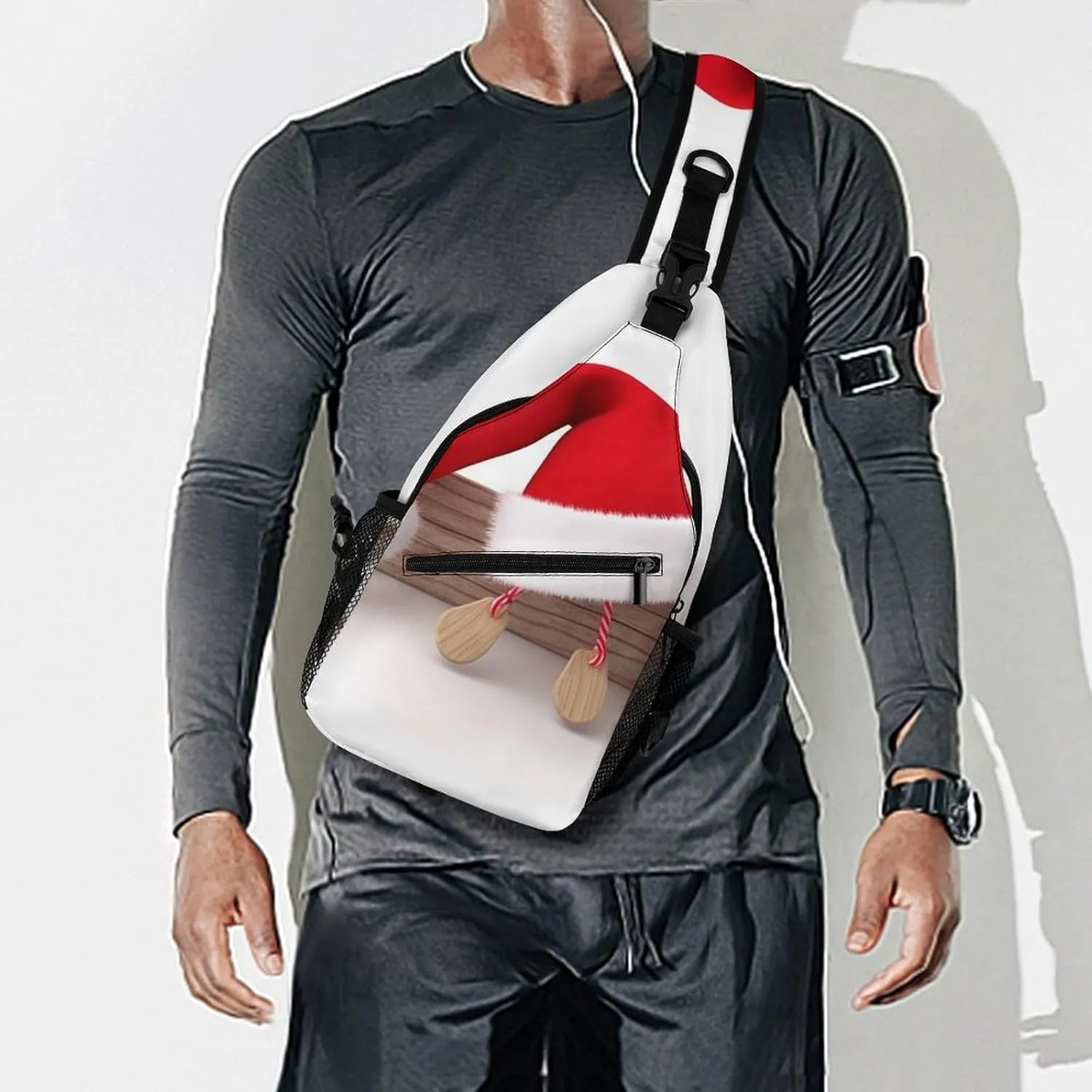 Crossbody Bag Travel Sling Bag for Men Small Sling Backpack Christmas Hat Chest Bag Shoulder Bag for Outdoor