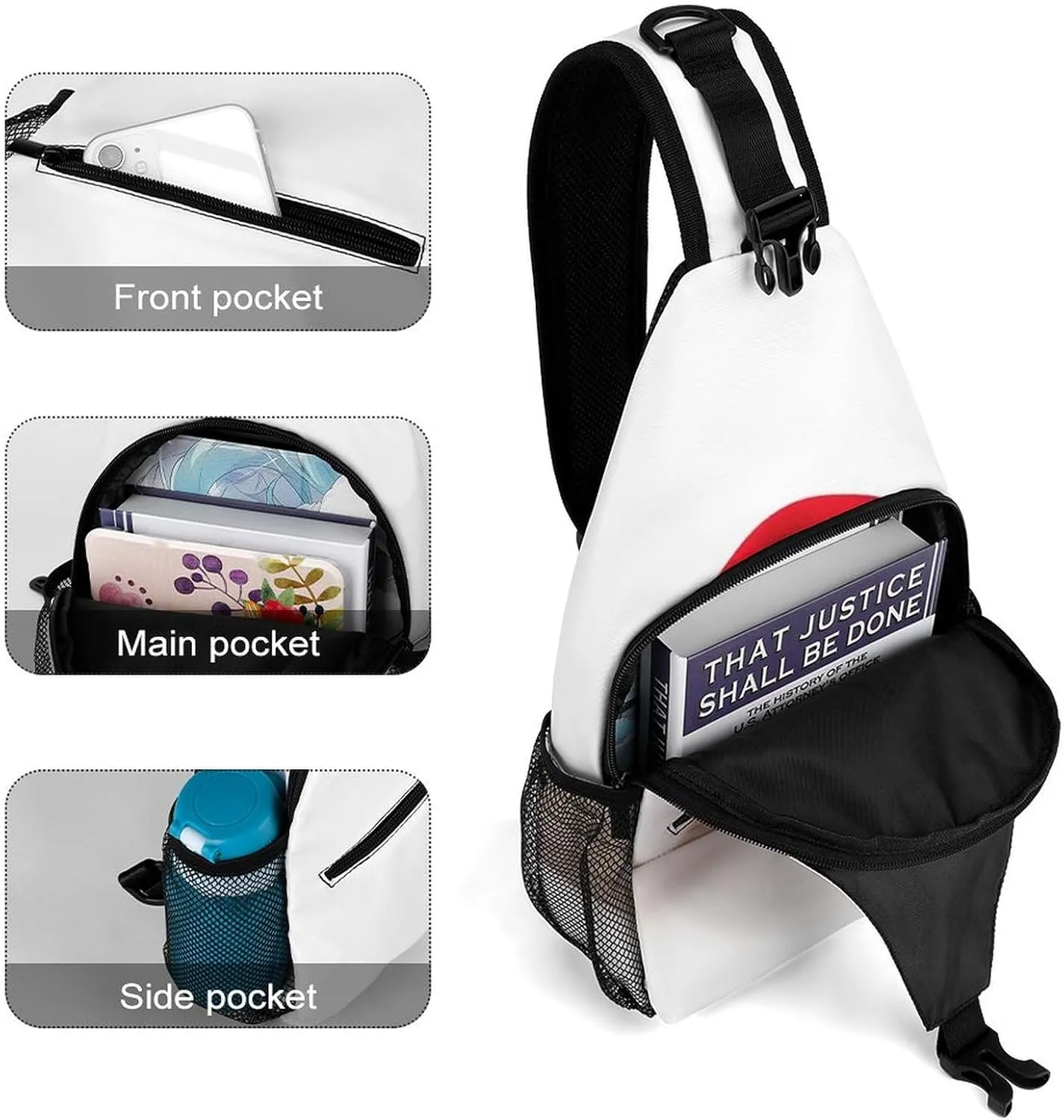 Crossbody Bag Travel Sling Bag for Men Small Sling Backpack Christmas Hat Chest Bag Shoulder Bag for Outdoor