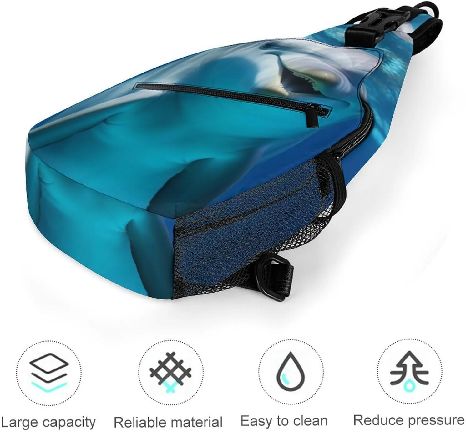 Crossbody Bag Travel Sling Bag for Men Small Sling Backpack Dolphin With Smile Chest Bag Shoulder Bag for Outdoor, 38x20cm