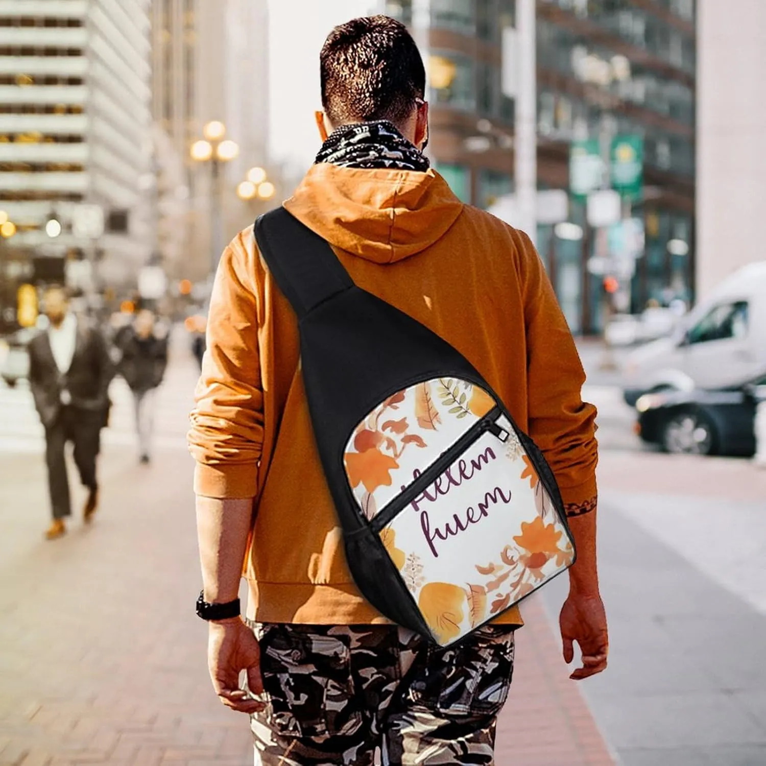 Crossbody Bag Travel Sling Bag for Men Small Sling Backpack Hello Autumn Chest Bag Shoulder Bag for Outdoor