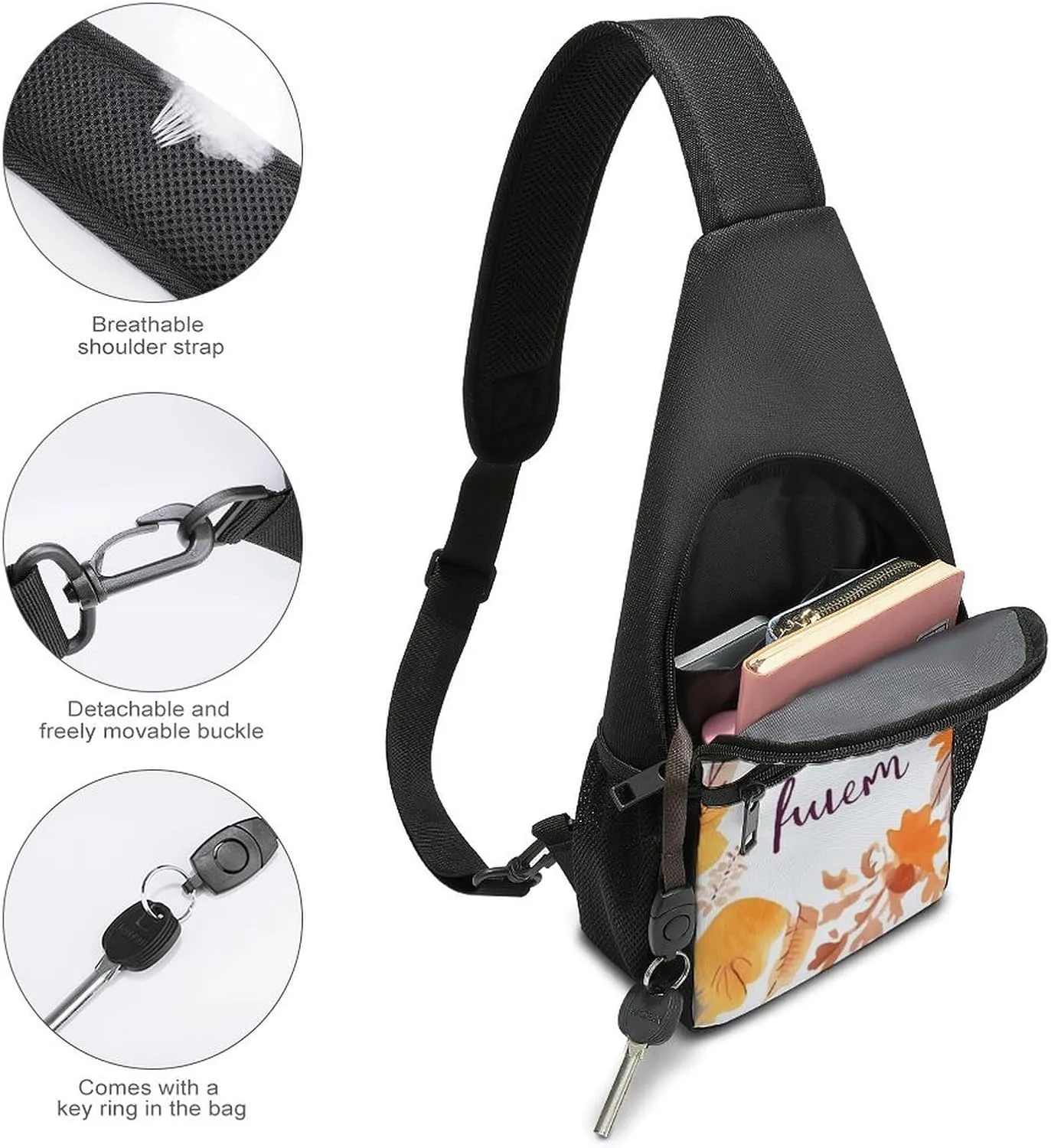 Crossbody Bag Travel Sling Bag for Men Small Sling Backpack Hello Autumn Chest Bag Shoulder Bag for Outdoor