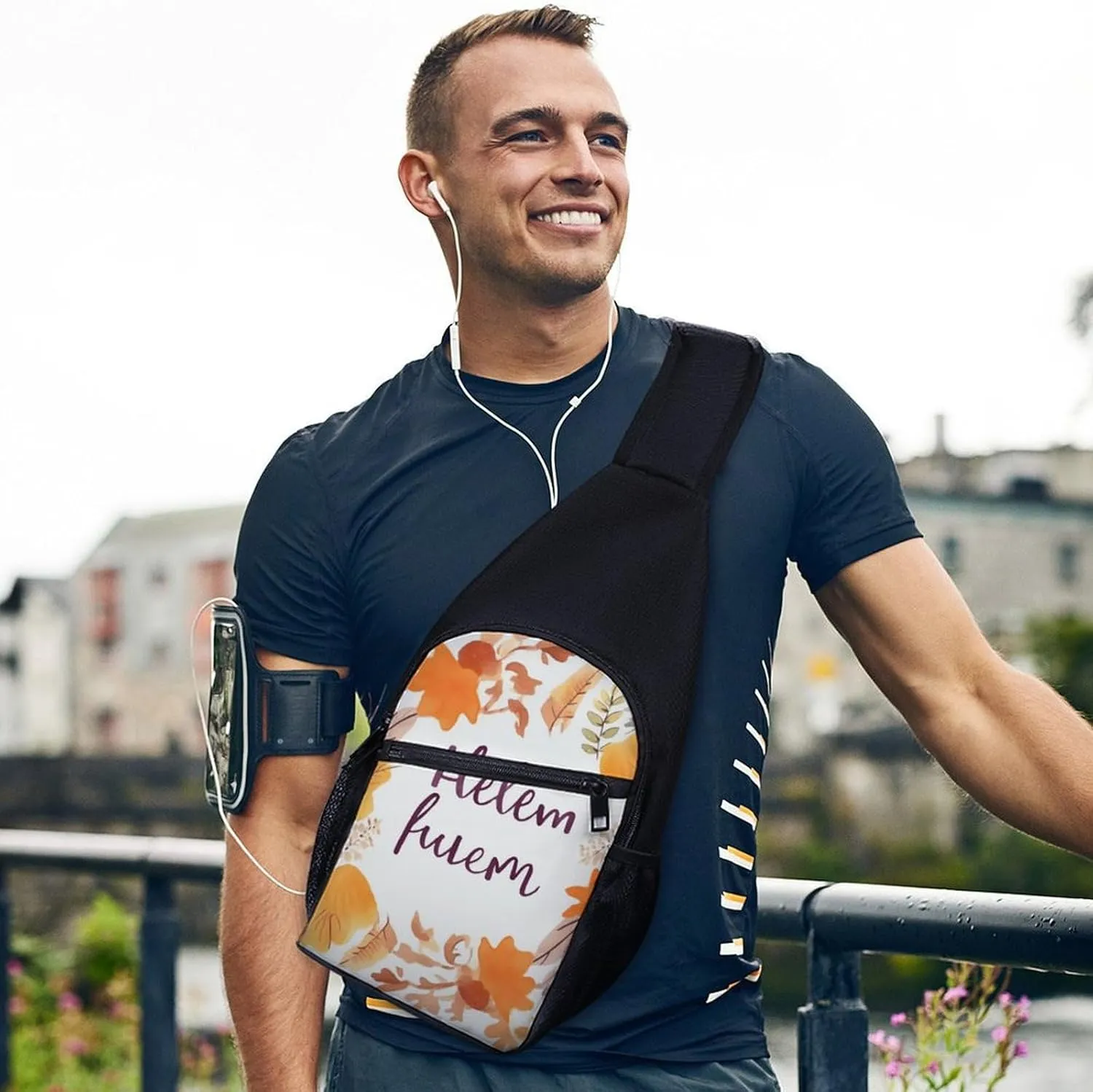 Crossbody Bag Travel Sling Bag for Men Small Sling Backpack Hello Autumn Chest Bag Shoulder Bag for Outdoor