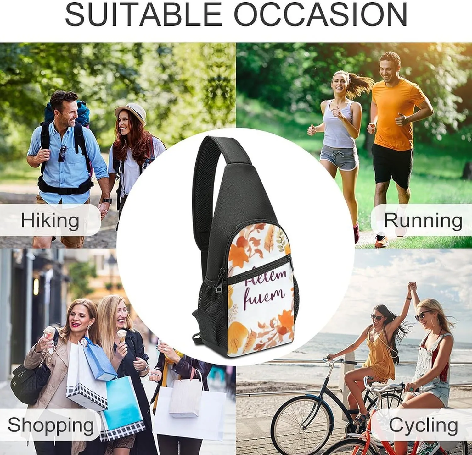 Crossbody Bag Travel Sling Bag for Men Small Sling Backpack Hello Autumn Chest Bag Shoulder Bag for Outdoor