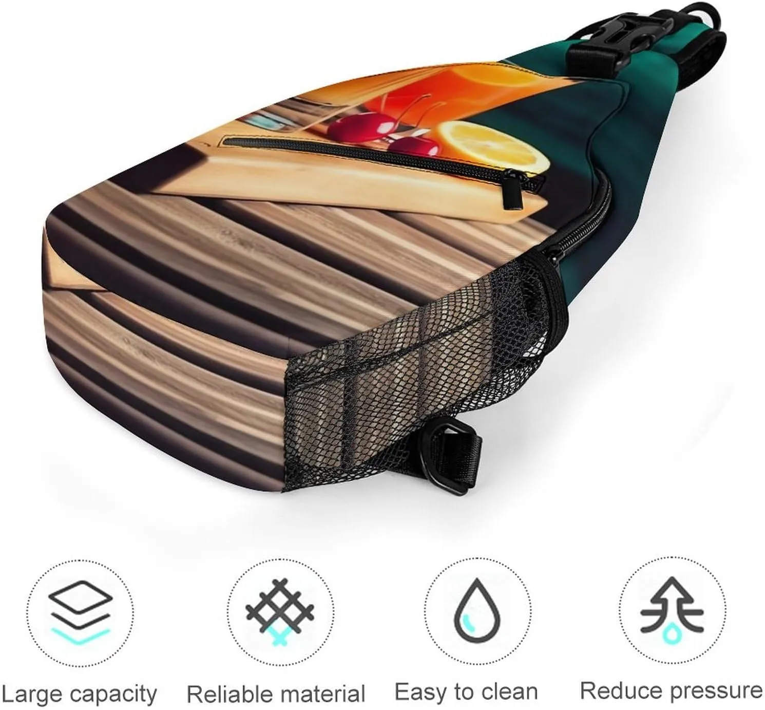 Crossbody Bag Travel Sling Bag for Men Small Sling Backpack Juice On The Wooden Board Chest Bag Shoulder Bag for Outdoor