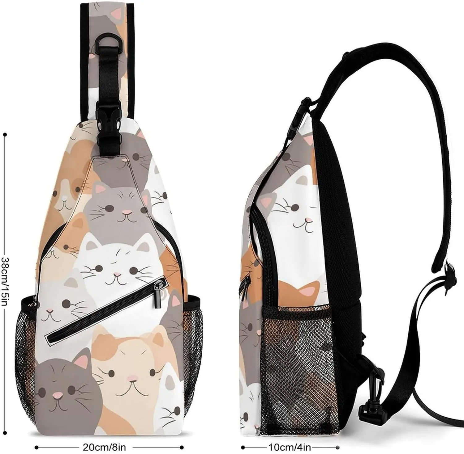 Crossbody Bag Travel Sling Bag for Men Small Sling Backpack Orange Cats Chest Bag Shoulder Bag for Outdoor