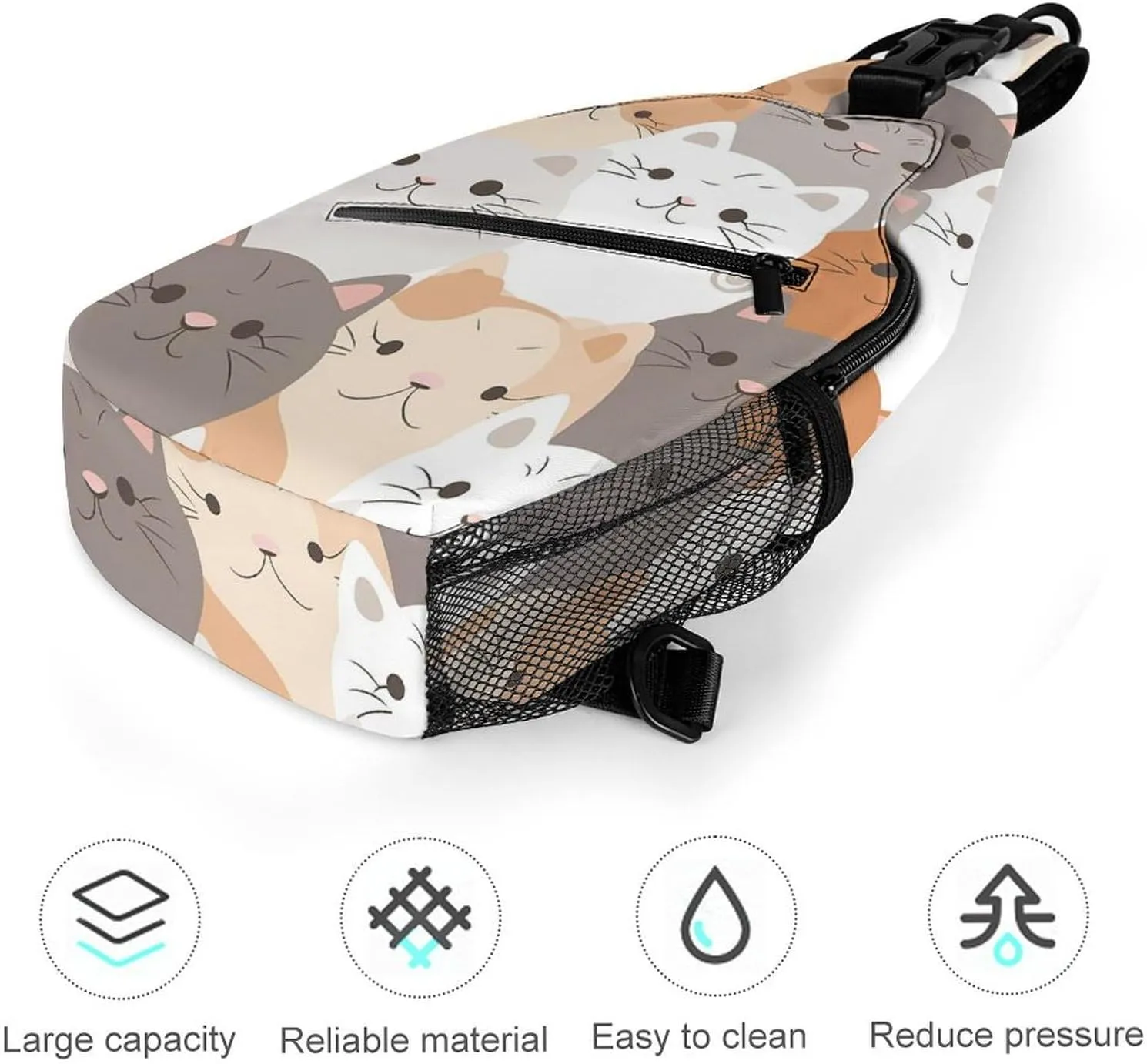 Crossbody Bag Travel Sling Bag for Men Small Sling Backpack Orange Cats Chest Bag Shoulder Bag for Outdoor